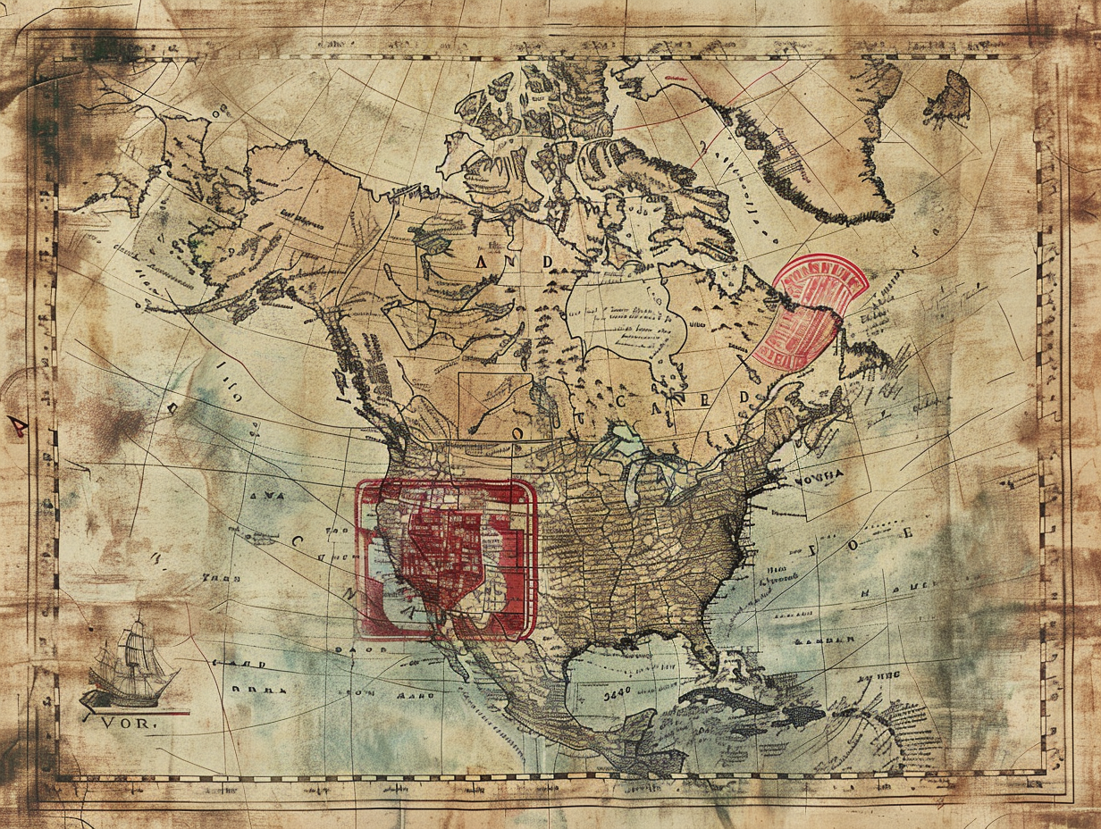 Legal map of North America with Quebec highlighted VOID