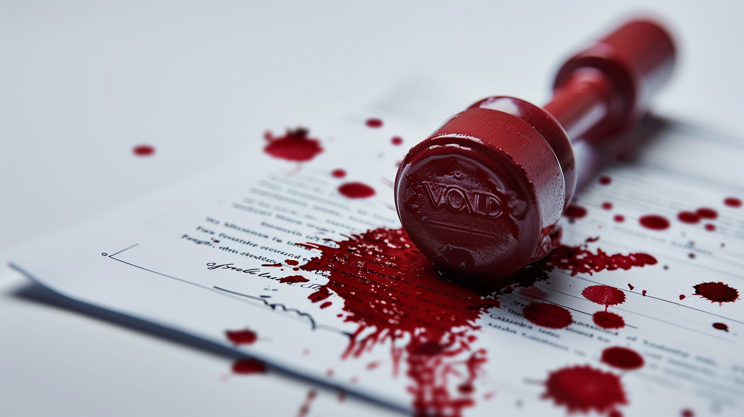 VOID rubber stamp on document